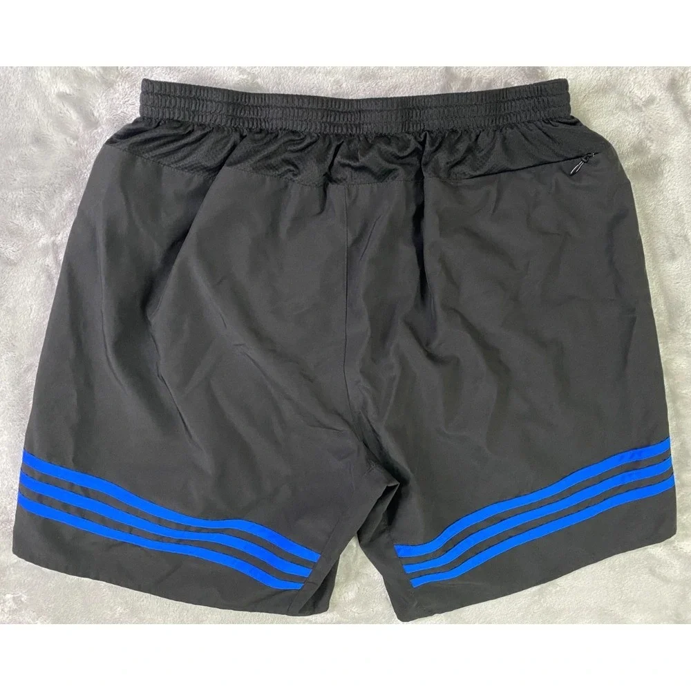 Adidas Response Athletic Shorts Mens Large Black Blue Climalite 3-Stripe Running